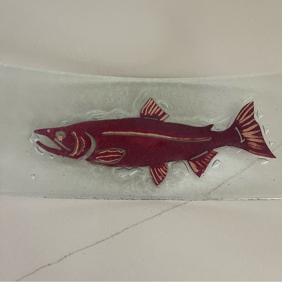 Vintage Jones Glassmaker Salmon Fish Platter Dish - Picture 3 of 10